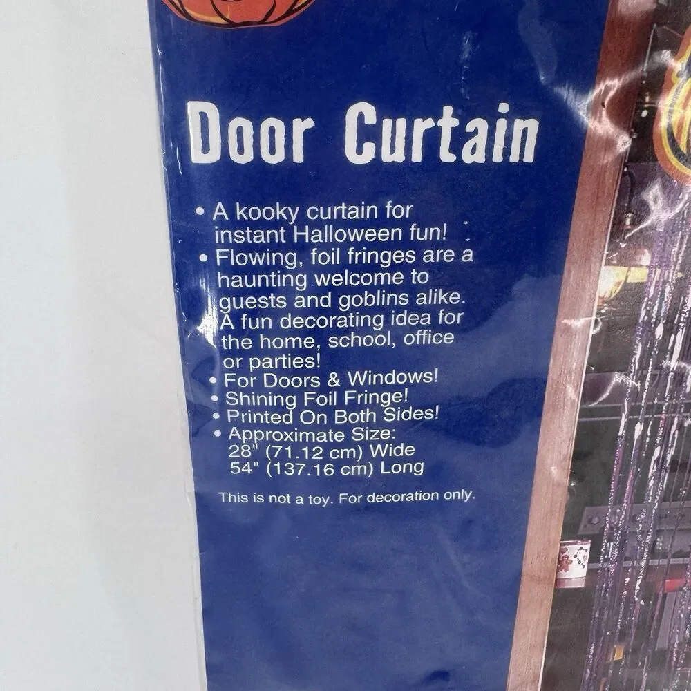 Vintage Halloween Foil Door Curtain Jack O Lantern Decoration 54